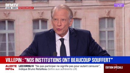 Crise politique: pour Dominique de Villepin, ancien Premier ministre, "la politique macroniste a fait faillite"