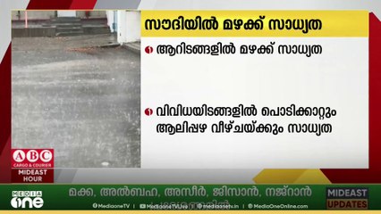 സൗദിയിൽ ആറിടങ്ങളിൽ മഴ മുന്നറിയിപ്പ്; പൊടിക്കാറ്റും ആലിപ്പഴ വീഴ്ച ഉണ്ടാകുമെന്നും അറിയിപ്പ്