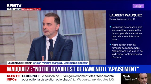 Crise politique: On a besoin des Républicains pour que le futur gouvernement de Sébastien Lecornu réussisse , déclare Laurent Saint-Martin, ancien ministre chargé du Commerce extérieur