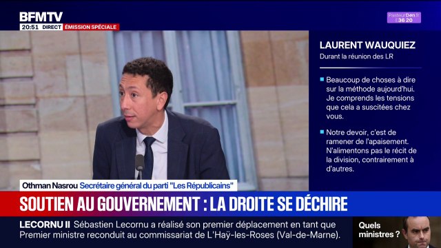 Othman Nasrou, secrétaire général du parti Les Républicains , déclare que les LR ne participeront pas au futur gouvernement de Sébastien Lecornu
