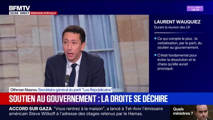 Crise politique: Othman Nasrou (LR) indique que le parti "ne souhaite pas la suspension de la réforme des retraites"