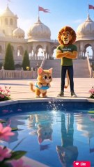 The lion prank with innocent kitten 😸 😄 Cat cartoon. kitten cartoon. lion cartoon. funny cartoon video