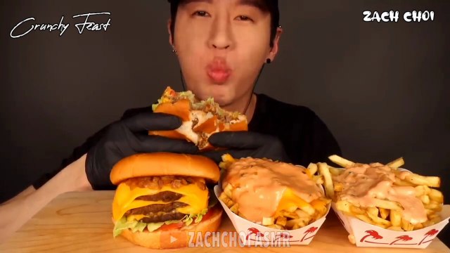 ASMR MUKBANG | CHEESEBURGER, FRIES| ASMR EATING COMPILATION