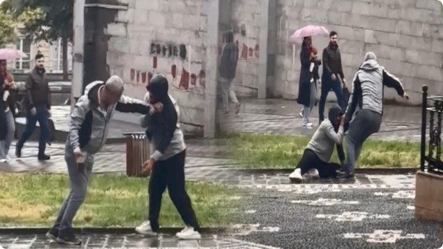Gaziosmanpaşa'da tartıştığı kişiyi önce yerde sürükledi; sonra kaldırım taşıyla darbetti