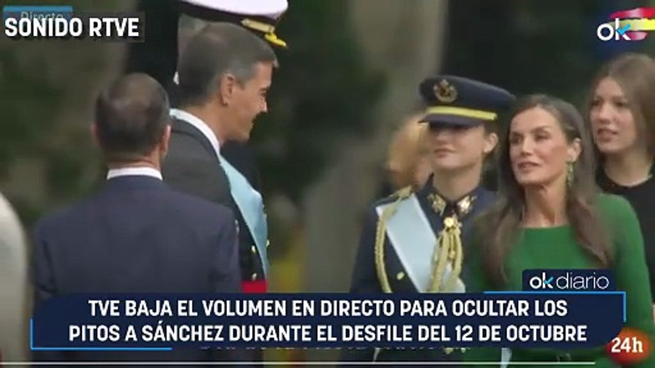 TVE baja el volumen en directo para ocultar los pitos a Sánchez durante el desfile del 12 de octubre