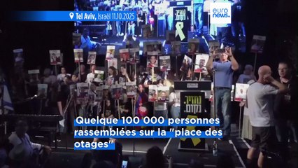 Les Israéliens acclament Trump lors d'un rassemblement à Tel-Aviv, en attendant le retour des otages