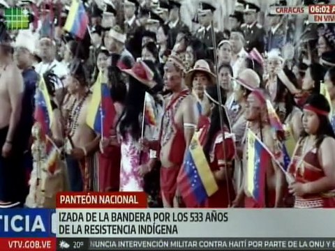 Izada de la bandera en conmemoración de los 533 años de la Resistencia Indígena