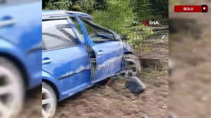 Bolu’da otomobil tarlaya uçtu
