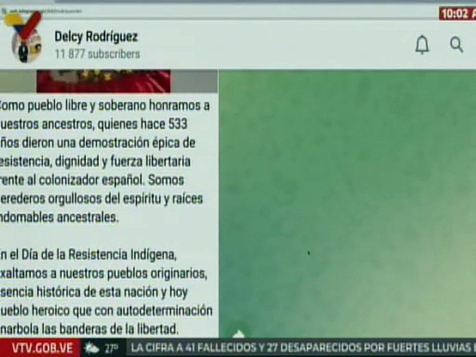 Vpdta. Delcy Rodríguez: Somos herederos orgullosos del espíritu y raíces indomables ancestrales