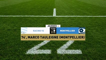 TOP 14 - Essai de Marco TAULEIGNE (MHR) - Racing 92 - Montpellier Hérault Rugby