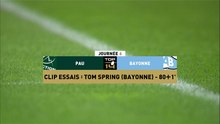 TOP 14 - Essai de Tom SPRING (AB) - Section Paloise - Aviron Bayonnais