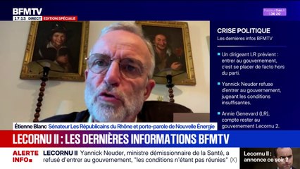 Formation d'un gouvernement: "Si on voulait dégoûter et écœurer les Français, on ne s'y prendrait pas autrement", estime Étienne Blanc, sénateur LR