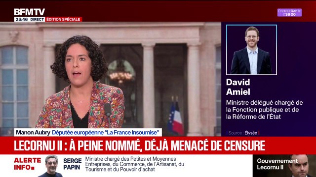 Nouveau gouvernement de Sébastien Lecornu: Ils n'auront même pas le temps de déballer leurs cartons que la censure sera déjà tombée , déclare Manon Aubry, députée européenne (LFI)