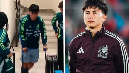 Alexéi Domínguez aparece en muletas tras salir lesionado del encuentro entre México y Argentina