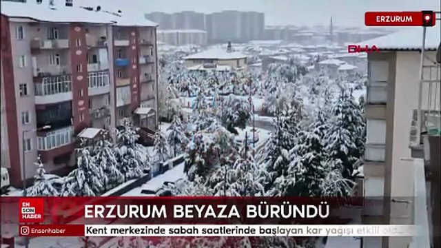 Erzurum kent merkezine mevsimin ilk karı yağdı