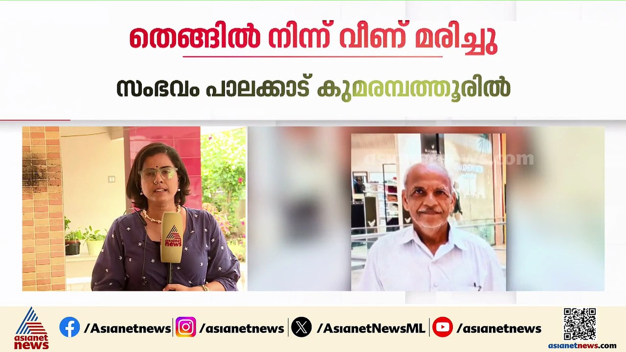 പാലക്കാട് റിട്ട. അധ്യാപകൻ തെങ്ങിൽ നിന്ന് വീണ് മരിച്ചു