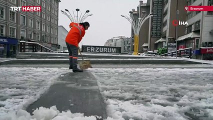 Erzurum'a ekim ayında kar yağdı