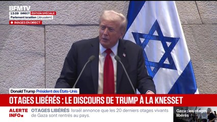 "Nous sommes rassemblés pour une journée de grande joie", déclare Donald Trump depuis la Knesset