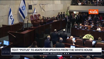 Applauso e standing ovation per Trump al suo ingresso alla Knesset israeliana