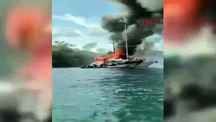 Fethiye'de korku dolu anlar: Tekne alev topuna döndü