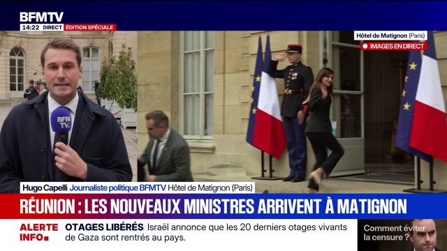 Les 34 ministres du nouveau gouvernement de Sébastien Lecornu arrivent à Matignon pour une réunion de travail