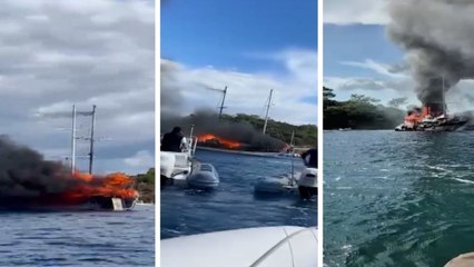 Yassıada açıklarında teknede yangın çıktı!