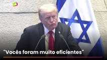 Discurso de Trump no Parlamento de Israel é interrompido por tumulto; veja momento