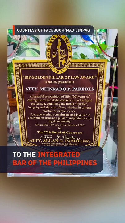 Ex-judge returns IBP award after learning Duterte received same honor