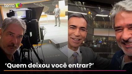 Bonner ‘invade’ estúdio do Jornal Hoje e faz suspense com Tralli: ‘Está chegando a hora’