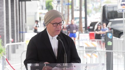 Ryan Murphy gives a speech at Naomi Watts' Hollywood Walk of Fame star ceremony