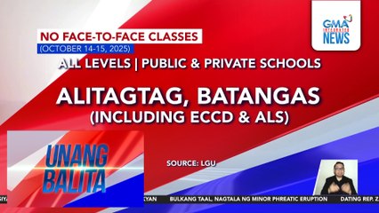 No face-to-face classes (October 14-15, 2025) | Unang Balita