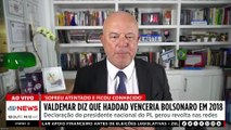 Valdemar diz que Haddad venceria Bolsonaro em 2018 se não fosse a facada; Motta comenta