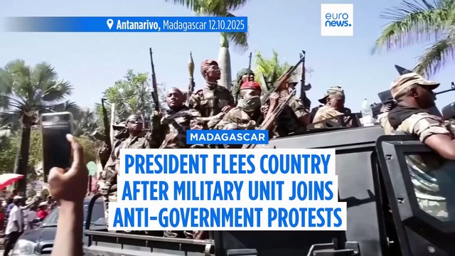 Madagascar president flees country after military unit joins anti-government protests