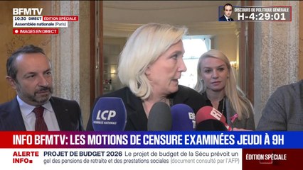 Marine Le Pen (RN) estime que le projet de budget est "terriblement mauvais”