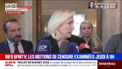 Marine Le Pen: "Si le Parti socialiste veut disparaître, il ne vote pas la censure"