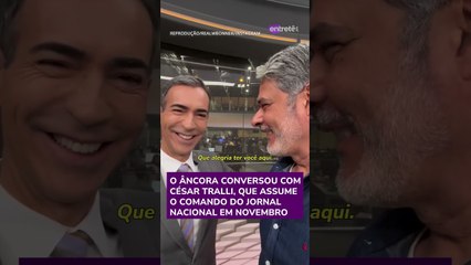 Bonner 'invade' estúdio do Jornal Hoje e faz suspense com Tralli: 'Está chegando a hora' #shorts