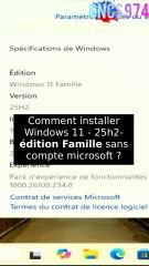 Comment installer Windows 11 25h2 édition famille  sans compte Microsoft?