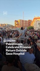 Palestinians Celebrate Prisoner Return Outside Gaza Hospital