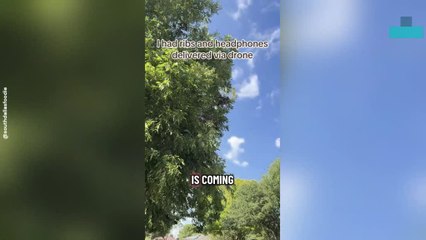 Order Delivery via Zip Line Drone Amazes Shopper