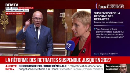 Discours de politique générale: pour Clémentine Autain, députée de la Seine-Saint-Denis, "la suspension de la réforme des retraites ne peut cacher la continuité d'une politique au service d'une petite classe de privilégiée"
