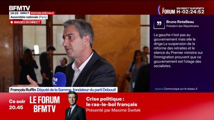 François Ruffin, député de la Somme, déclare "qu'il votera la mention de censure" contre Sébastien Lecornu