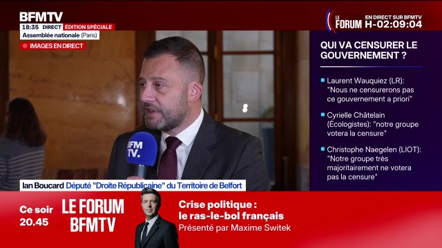 Notre ligne est très claire, nous ne voterons pas la censure , déclare Ian Boucard, député (Droite Républicaine) du Territoire de Belfort