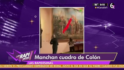 Lanzan pintura al cuadro de Cristóbal Colón en museo de Madrid