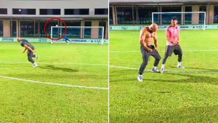 El guardaespaldas de  Messi hace un golazo y se vuelve completamente loco