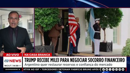 Trump recebe Milei na Casa Branca para negociar socorro financeiro | TEMPO REAL