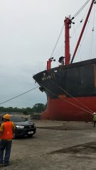 The ship is anchored at the pier