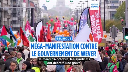 Belgique : des dizaines de milliers de manifestants bloquent les rues de Bruxelles