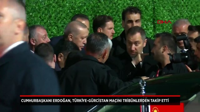 Cumhurbaşkanı Recep Tayyip Erdoğan, Türkiye-Gürcistan maçını tribünlerden takip etti