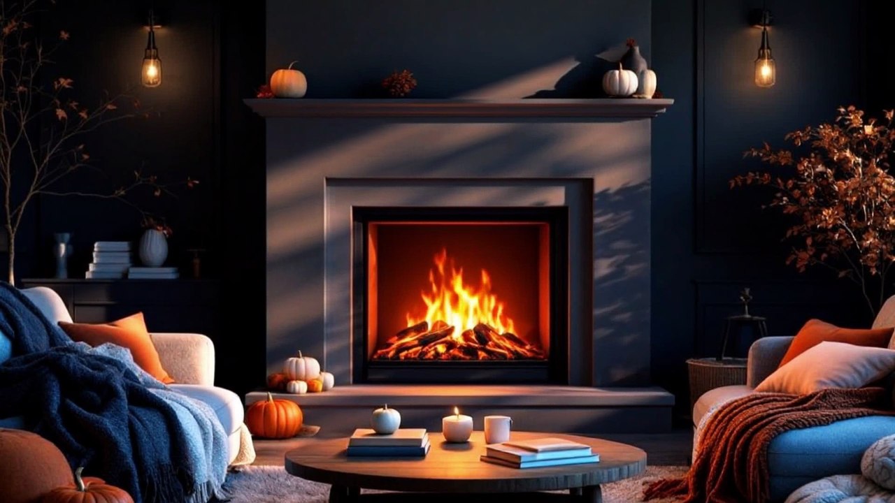 Cozy Home Fireplace – 1 Hour of Relaxing Blue Flames & Crackling Fire [4K]