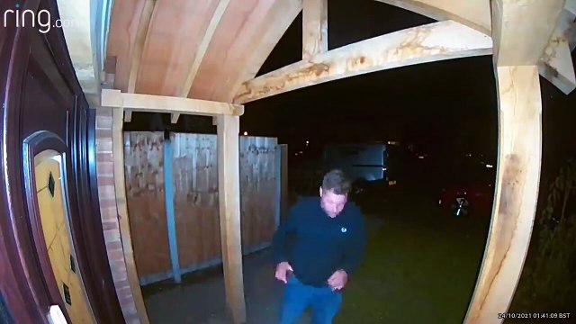 drunk man farting on security cam
